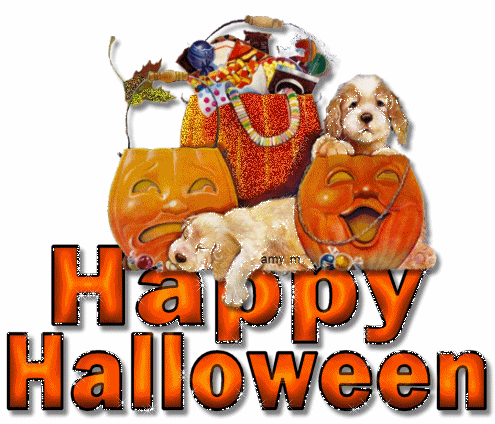 Pieski z cukierkami szczęśliwego Halloween